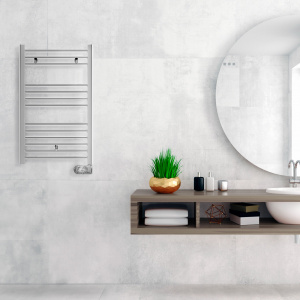 Fácula - Radiador Toallero Eléctrico Fluido Cromado Programable 300w | Boost 2h | Bloqueo de teclado | Ventanas abiertas