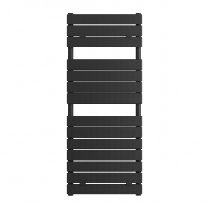 Fácula - Radiador Toallero DE AGUA Atlas Antracita 1213x500mm | (NO Eléctrico) | 4 soportes+purgador | Conexiones 3x1/2"