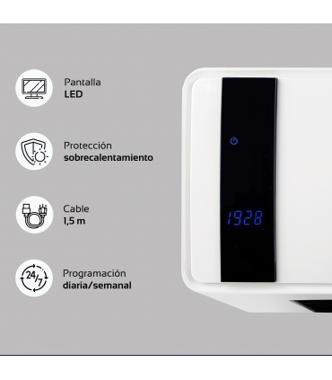 Fácula - Radiateur Soufflant Céramique Programmable Digital Nexeo 1000/2000w | Chauffage + Ventilation | Minuterie 24h