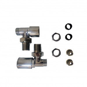 Fácula - Kit Vávula + Detentor Cromado | Medida y Conexión:1/2" | Adaptadores para tubo de Cobre Ø15 y Multicapa Ø16x2mm