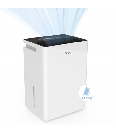 Fácula - Deshumidificador Siroco 12 l/día | Control Inteligente | Depósito extraíble 3,2l | Secado de Ropa | Temp 1-24h
