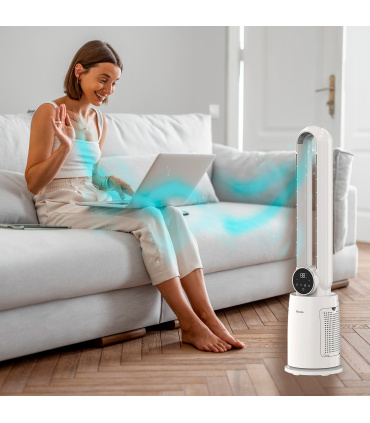 Fácula - Ventilador sin aspas Blizzar 30w | Luz LED superior | Temporizador | Ionizador | Mando a distancia | Motor DC