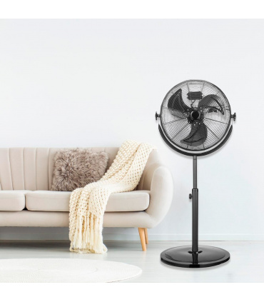 Fácula - Ventilador de pie Mistral 120w | Aspas de aluminio | 3 velocidades | Altura regulable | Alta Potencia