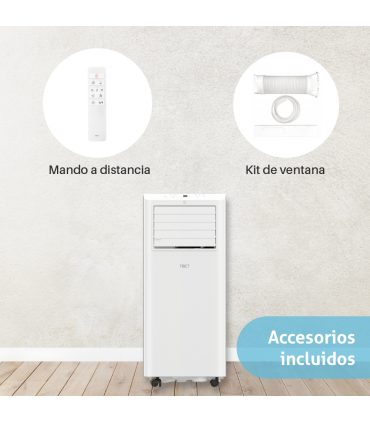 Fácula - Aire acondicionado portátil WiFi 3en1 Tibet 9000BTU | Ventilación+deshumidificación | Temporizador | Mando