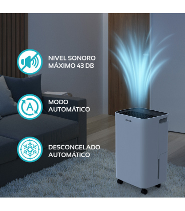 Fácula - Deshumidificador Gobi 10 l/día | Control Inteligente | Depósito extraíble 2l | Modo Auto | Temp 1-24h