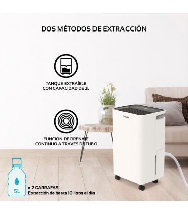 Fácula - Deshumidificador Gobi 10 l/día | Control Inteligente | Depósito extraíble 2l | Modo Auto | Temp 1-24h