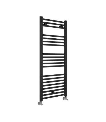Fácula - Radiador Toallero DE AGUA Ocean Negro 1188x500mm | (NO Eléctrico) | 3 soportes + purgador | Conexiones 3x1/2"