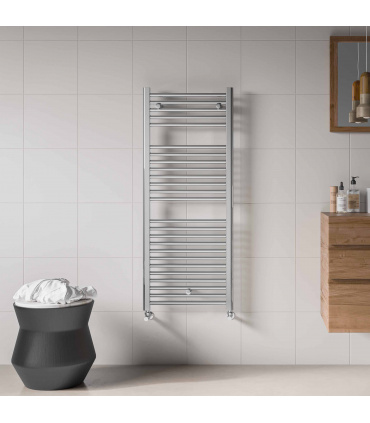 Fácula - Radiador Toallero DE AGUA Ocean Cromado 1230x500mm | (NO Eléctrico) | 3 soportes+purgador | Conexiones 3x1/2"