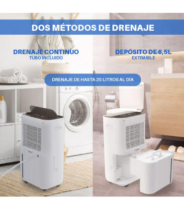 Fácula - Deshumidificador reacondicionado Sáhara 20L | Modo Auto | Modo secado de ropa | Modo ventilación | Temporizador 1-24h