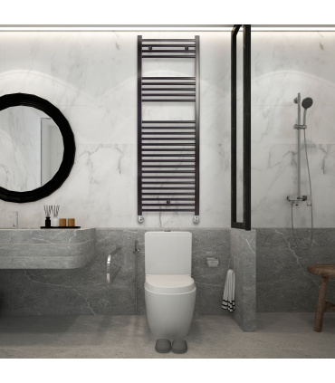 Fácula - Radiador Toallero DE AGUA Ocean Negro1420x500mm | (NO Eléctrico) | 3 soportes+purgador | Conexiones 3x1/2"