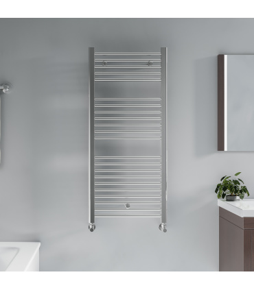 Fácula - Radiador Toallero DE AGUA Ocean Cromado 1110x500mm | (NO Eléctrico) | 3 soportes+purgador | Conexiones 3x1/2"