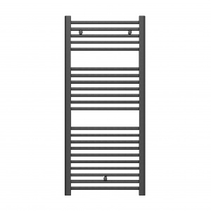 Fácula - Radiador Toallero DE AGUA Ocean Antracita 1110x500mm | (NO Eléctrico) | 3 soportes+purgador | Conexiones 3x1/2"