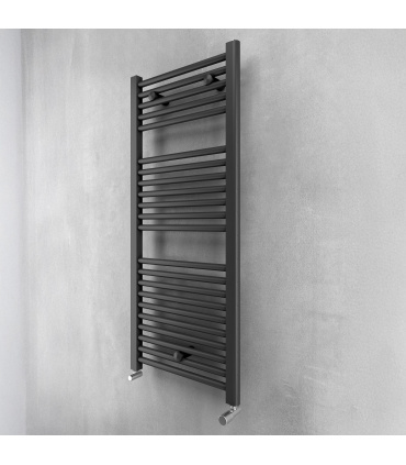 Fácula - Radiador Toallero DE AGUA Ocean Antracita 1110x500mm | (NO Eléctrico) | 3 soportes+purgador | Conexiones 3x1/2"