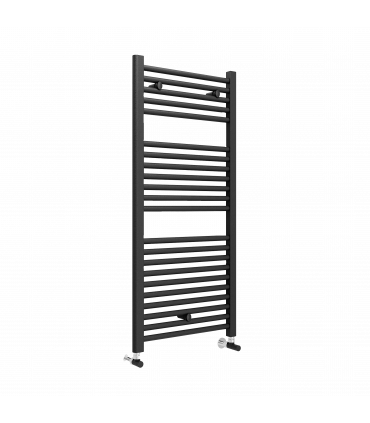 Fácula - Radiador Toallero DE AGUA Ocean Negro 1110x500mm | (NO Eléctrico) | 3 soportes+purgador | Conexiones 3x1/2"