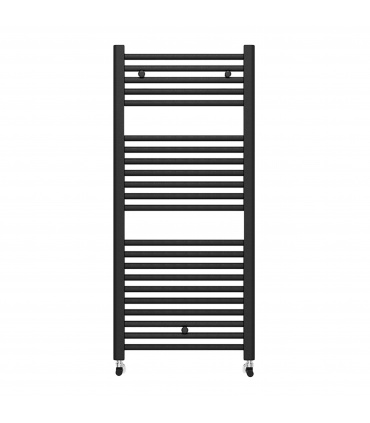 Fácula - Radiador Toallero DE AGUA Ocean Negro 1110x500mm | (NO Eléctrico) | 3 soportes+purgador | Conexiones 3x1/2"