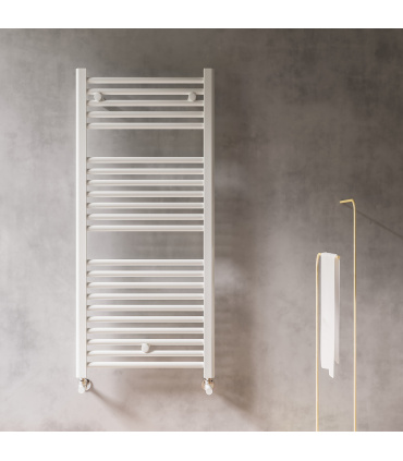 Fácula - Radiador Toallero DE AGUA Ocean Blanco 1110x400mm | (NO Eléctrico) | 3 soportes+purgador | Conexiones 3x1/2"