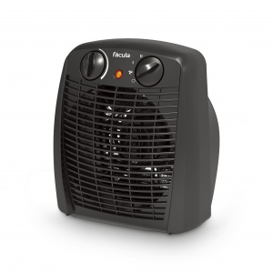 Fácula - Termoventilador Eléctrico SYRA 2000W Negro | Ventilación + Calefacción | Termostato Ajustable