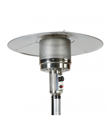 Fácula - Estufa de Gas Exterior Cromada Fire 13kW | Acero inox | Encendido piezoeléctrico | Ruedas | 25m²