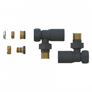 Fácula - Kit Válvula Negro | Medida y Conexión:1/2" | Adaptadores para tubo de Cobre Ø15 y Multicapa Ø16x2mm