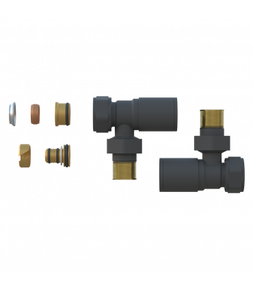 Fácula - Kit Válvula Negro | Medida y Conexión:1/2" | Adaptadores para tubo de Cobre Ø15 y Multicapa Ø16x2mm