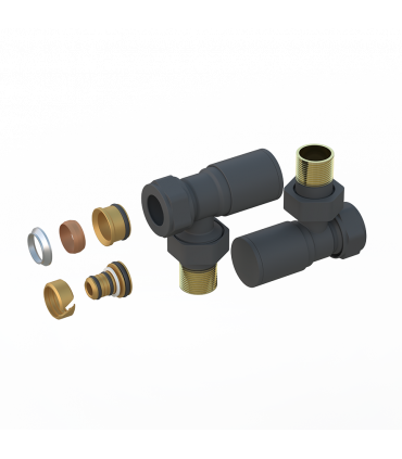 Fácula - Kit Válvula Negro | Medida y Conexión:1/2" | Adaptadores para tubo de Cobre Ø15 y Multicapa Ø16x2mm