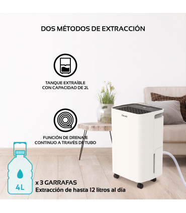 Fácula - Deshumidificador Gobi 12 l/día | Control Inteligente | Depósito extraíble 2l | Modo Auto | Temp 1-24h