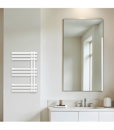 Fácula - Radiador Toallero DE AGUA Bali Blanco 800x500mm | (NO Eléctrico) | 4 soportes+purgador | Conexiones 4x1/2"