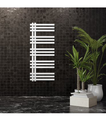 Fácula - Radiador Toallero de agua Bali Blanco 1200x500mm | (NO Eléctrico) | 4 soportes + purgador | Conex. 4x1/2"