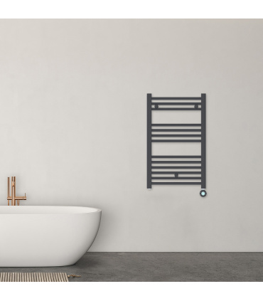 Fácula - Radiador Toallero Eléctrico Fluido Negro Wifi Programable 400W | Modos confort, noche y antihielo