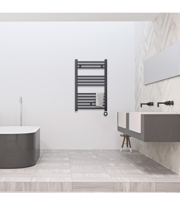 Fácula - Radiador Toallero Eléctrico Fluido Negro Wifi Programable 400W | Modos confort, noche y antihielo