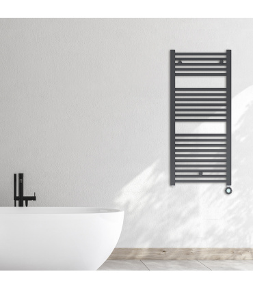 Fácula - Radiador Toallero Eléctrico Fluido Negro Wifi Programable 700W | Modos confort, noche y antihielo