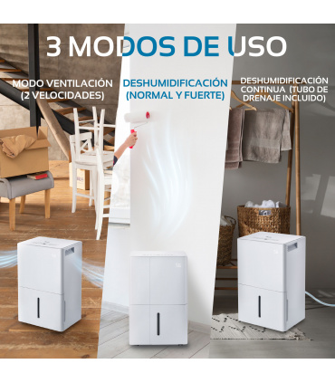 Fácula - Deshumidificador Titán 50 l/día | Modo Ventilación |  Depósito extraíble 6,5l | Secado de Ropa | Temp 1-24h