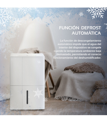 Fácula - Deshumidificador Titán 50 l/día | Modo Ventilación |  Depósito extraíble 6,5l | Secado de Ropa | Temp 1-24h