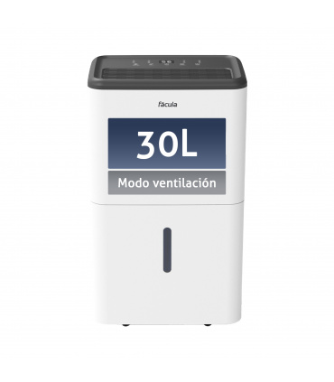 Fácula - Deshumidificador Siroco 30 l/día | Modo Ventilación |  Depósito extraíble 6,5l | Secado de Ropa | Temp 1-24h