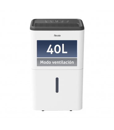 Fácula - Deshumidificador Siroco 40 l/día | Modo Ventilación |  Depósito extraíble 6,5l | Secado de Ropa | Temp 1-24h