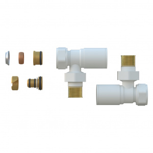 Fácula - Kit Válvula Blanco | Medida y Conexión:1/2" | Adaptadores para tubo de Cobre Ø15 y Multicapa Ø16x2mm
