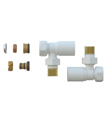 Fácula - Kit Vávula + Detentor Blanco | Medida y Conexión:1/2" | Adaptadores para tubo de Cobre Ø15 y Multicapa Ø16x2mm