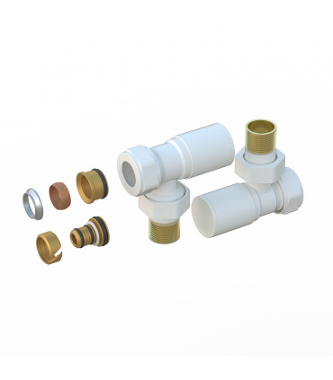 Fácula - Kit Vávula + Detentor Blanco | Medida y Conexión:1/2" | Adaptadores para tubo de Cobre Ø15 y Multicapa Ø16x2mm