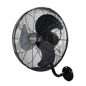 Fácula - Ventilador de pared negro Aura 90 W | 3 aspas aluminio | Oscilación | 3 velocidades | Motor de aluminio