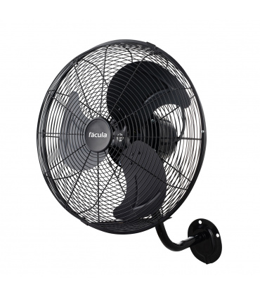 Fácula - Ventilador de pared negro Aura 90 W | 3 aspas aluminio | Oscilación | 3 velocidades | Motor de aluminio