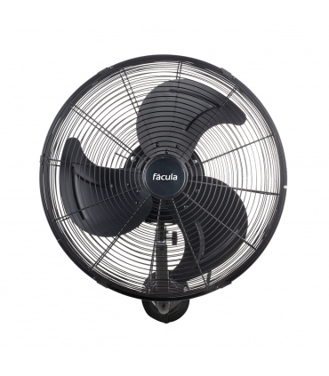 Fácula - Ventilador de pared negro Aura 90 W | 3 aspas aluminio | Oscilación | 3 velocidades | Motor de aluminio