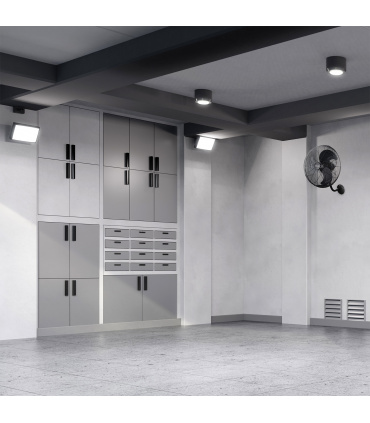 Fácula - Ventilador de pared negro Aura 90 W | 3 aspas aluminio | Oscilación | 3 velocidades | Motor de aluminio