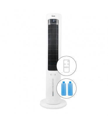 Fácula - Climatizador Evaporativo de Torre Glaciar | Depósito 3l | Aromaterapia | 3 velocidades | Temporizador | Mando