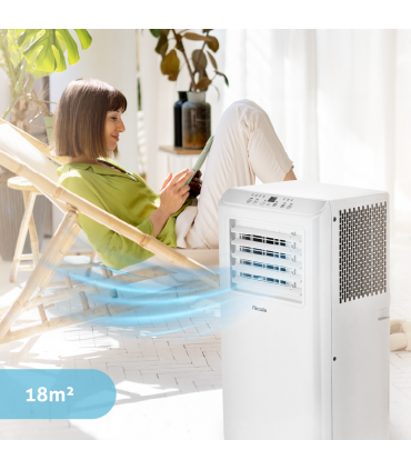 Fácula - Aire acondicionado portátil Polar 7000BTU | Ventilación+deshumidificación | Temporizador | Mando | Asa y Ruedas