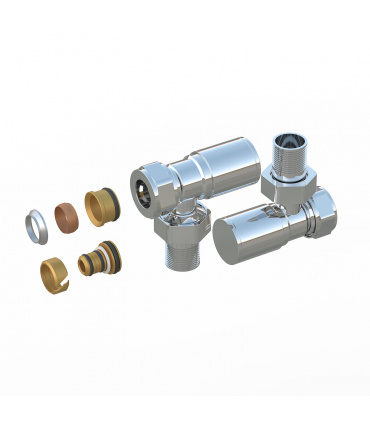 Fácula - Kit Válvula Cromado | Medida y Conexión:1/2" | Adaptadores para tubo de Cobre Ø15 y Multicapa Ø16x2mm
