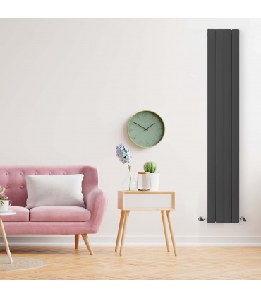 Fácula - Radiador Toallero DE AGUA Olimpo Antracita 1800x309mm | (NO Eléctrico) | 4 soportes+purgador | Conexiones4x1/2"