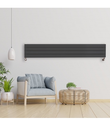 Fácula - Radiador Toallero DE AGUA Olimpo Antracita 1800x309mm | (NO Eléctrico) | 4 soportes+purgador | Conexiones4x1/2"