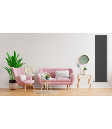 Fácula - Radiador Toallero DE AGUA Olimpo Antracita 1800x309mm | (NO Eléctrico) | 4 soportes+purgador | Conexiones4x1/2"